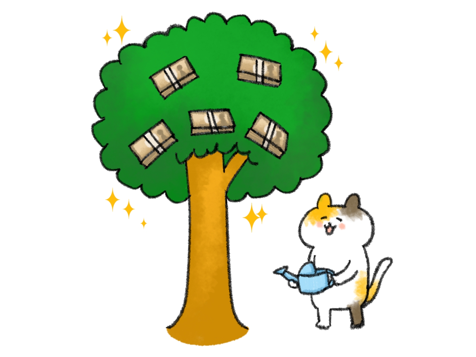 金のなる木を育てる猫